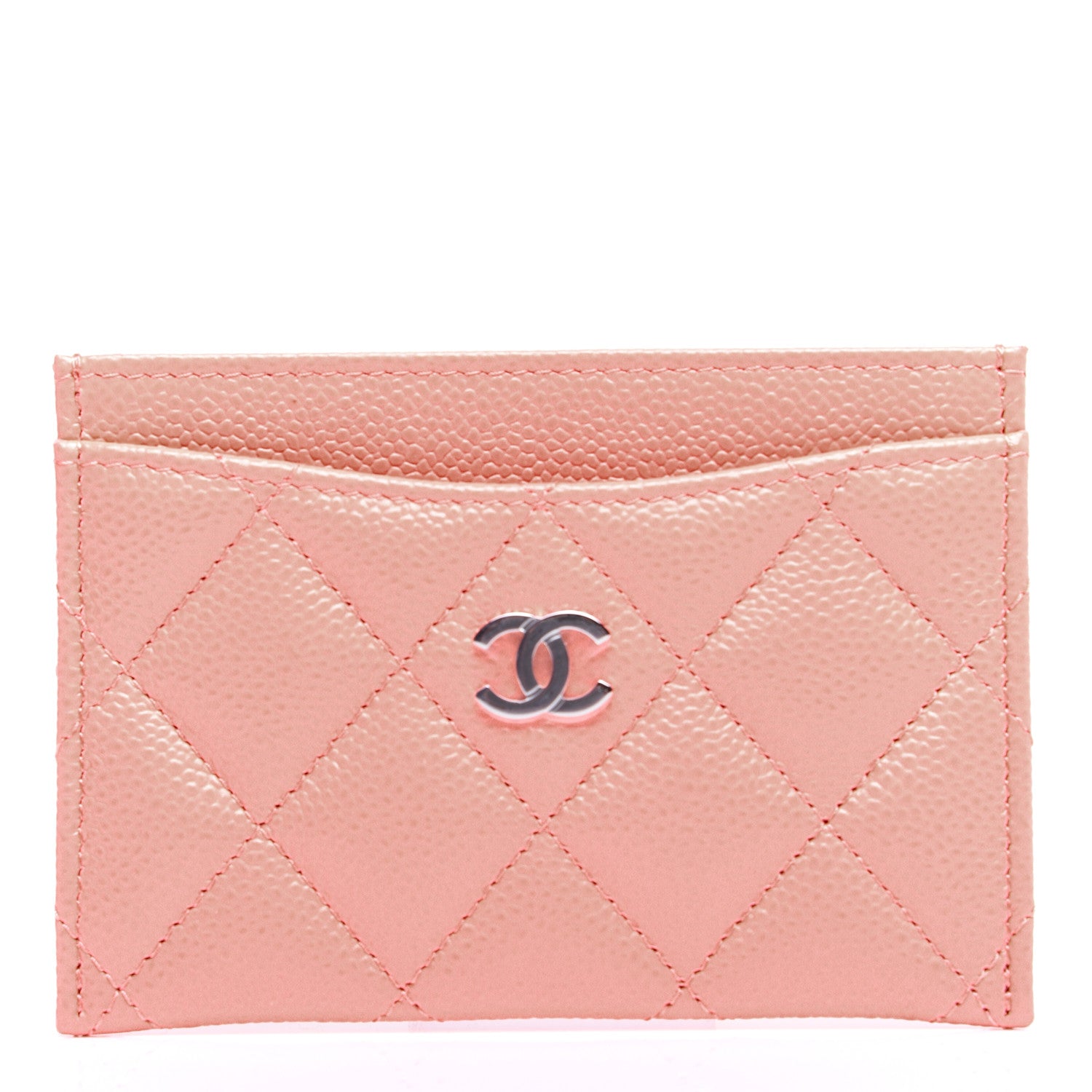 Chanel Caviar Quilted Card Holder Coral 1 of 9