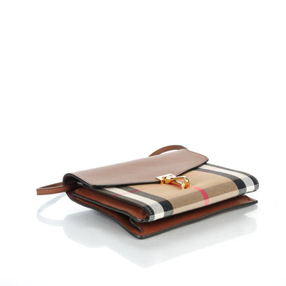 Burberry Derby Calfskin House Check Small Macken Crossbody Bag Tan 4 of 7