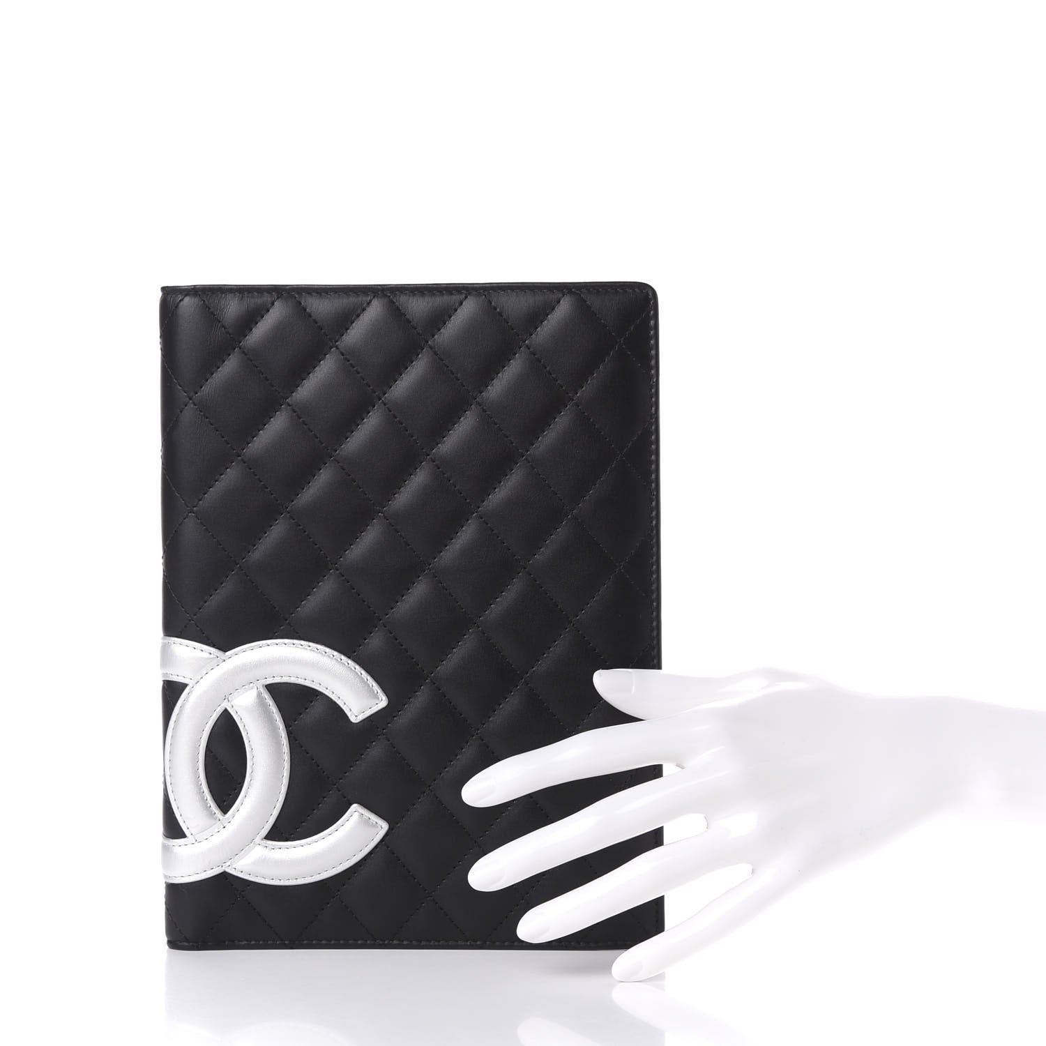 Chanel Calfskin Quilted Large Cambon Agenda Planner Black Silver 2 of 9