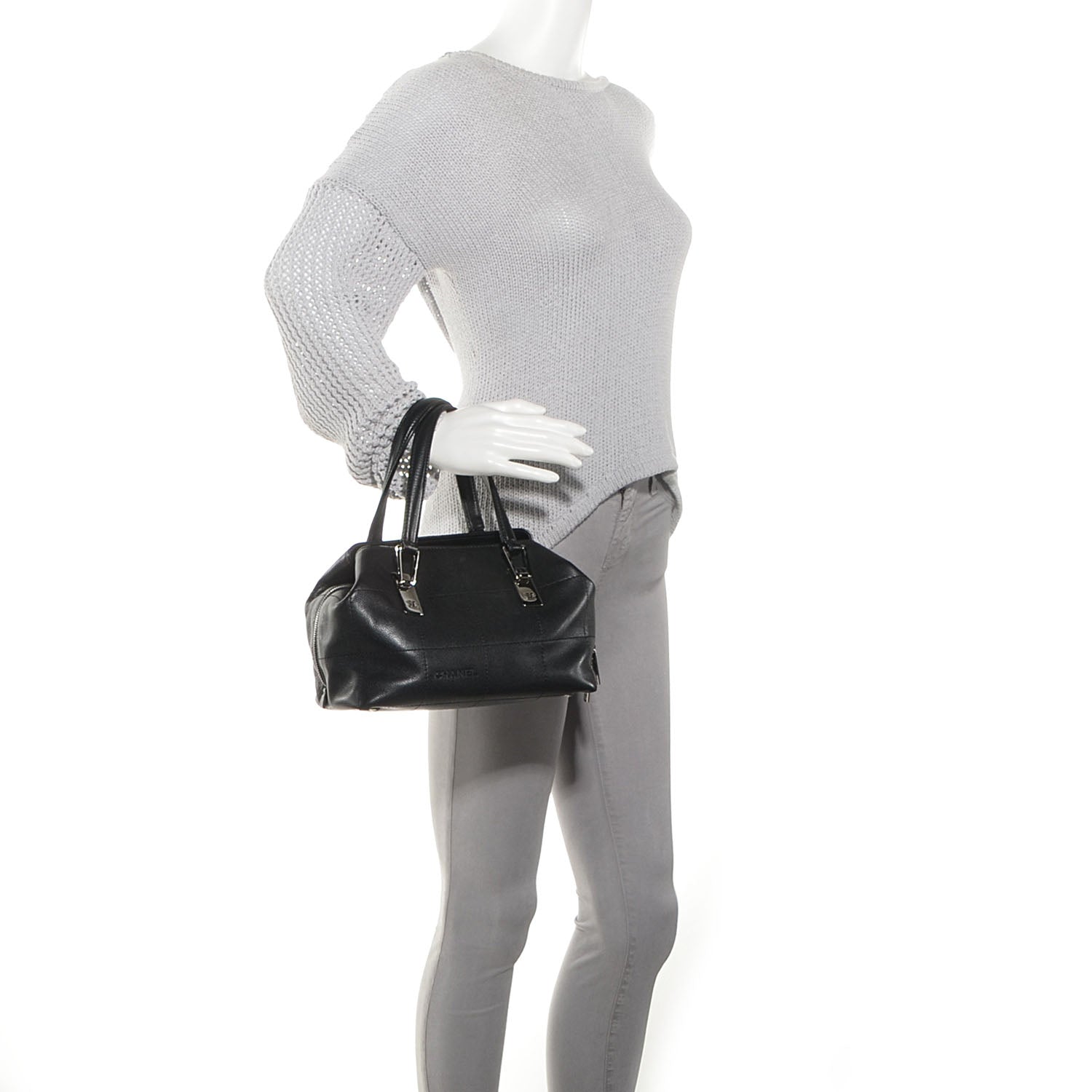 Chanel Caviar Square Stitched Medium Tote Black 2 of 8