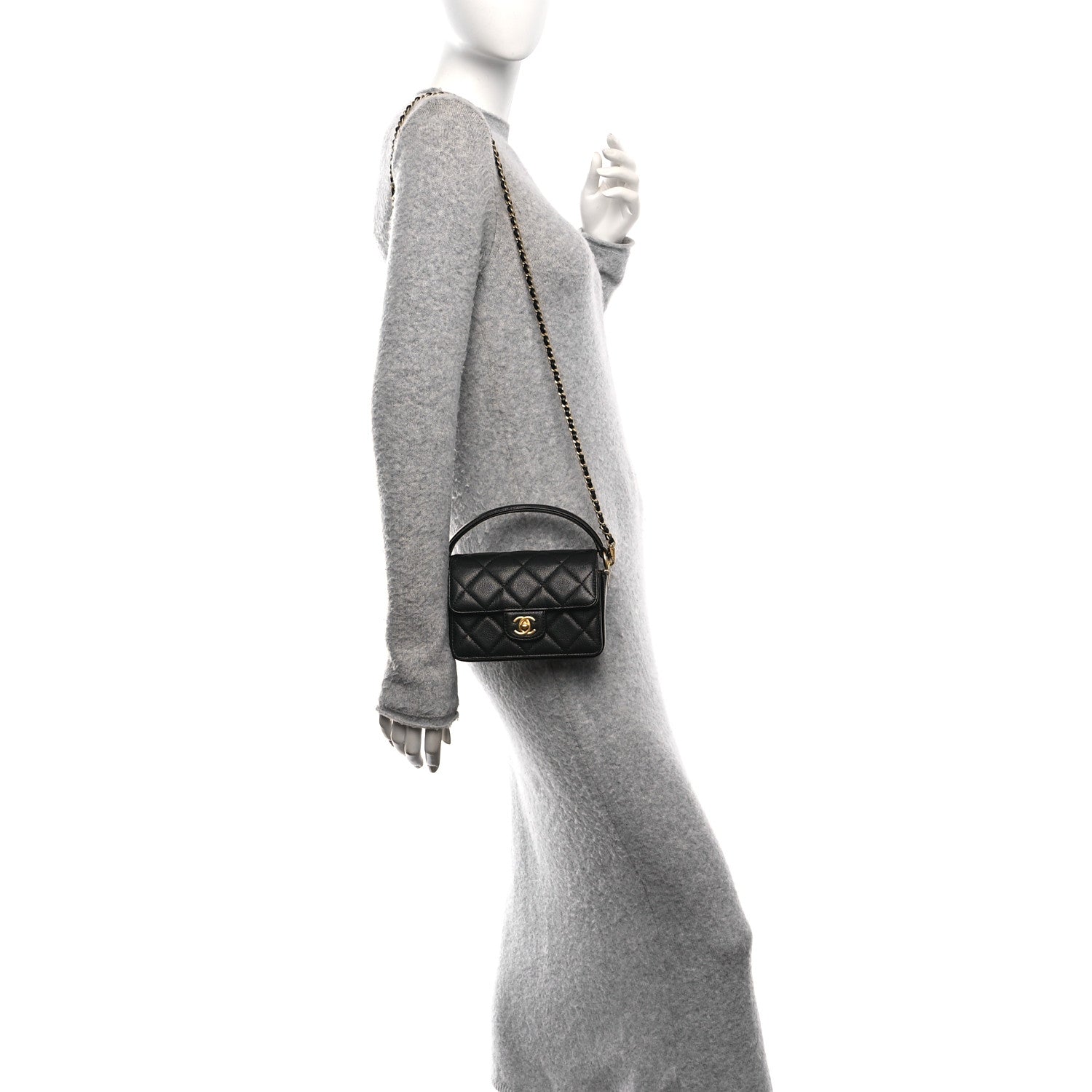 Chanel Caviar Quilted Mini Top Handle Flap Black 2 of 12