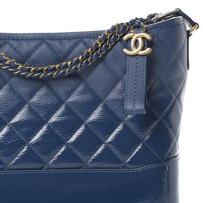 Chanel Patent Goatskin Quilted Medium Gabrielle Hobo Blue 8 of 12