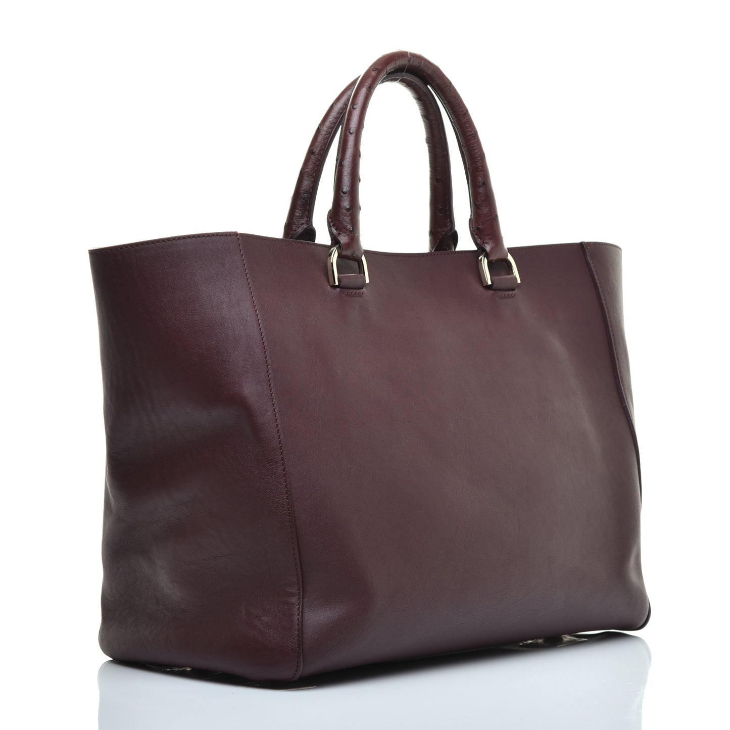 Silky Calf Ostrich Pony Hair Willow Tote Oxblood