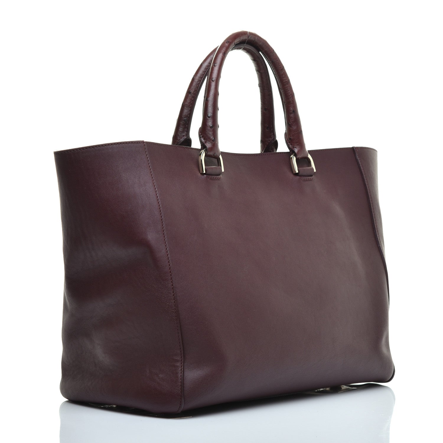 Mulberry Silky Calf Ostrich Pony Hair Willow Tote Oxblood 3 of 9