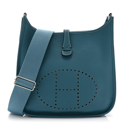 Hermes Taurillon Clemence Evelyne III PM Blue Jean 1 of 11
