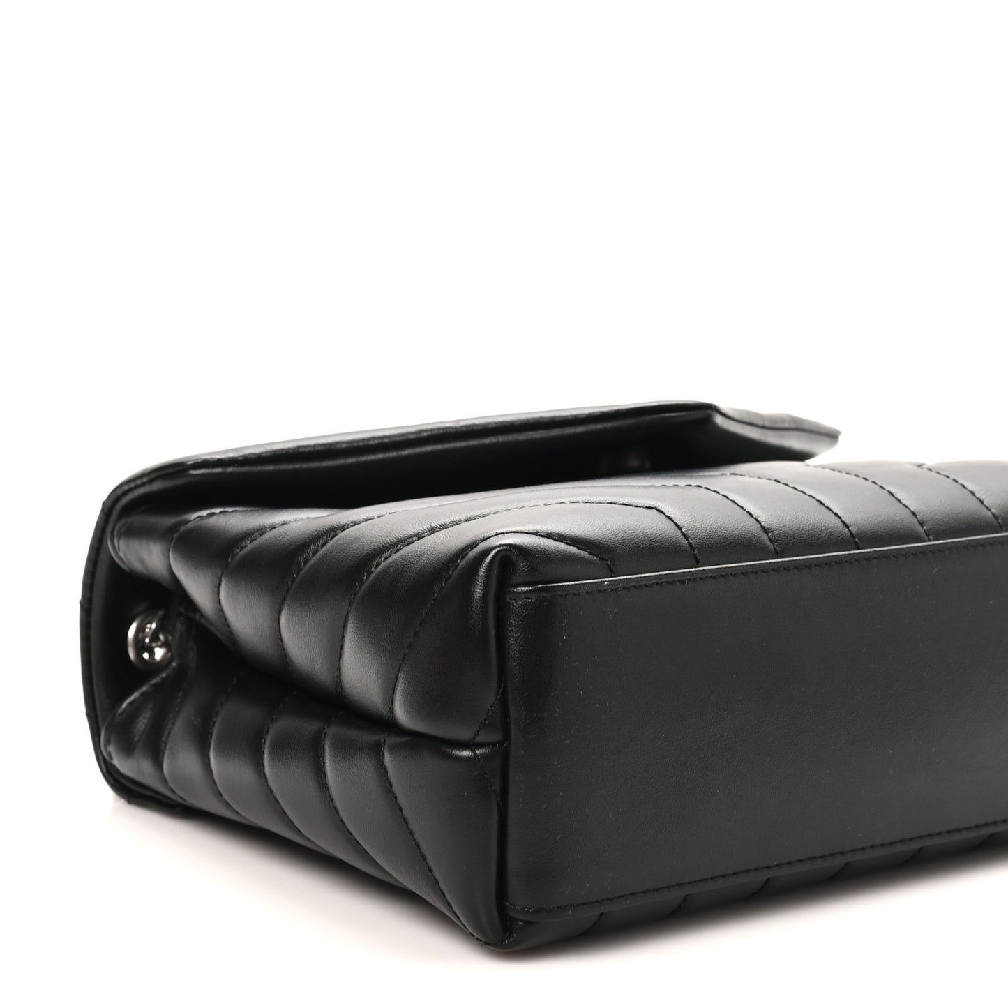 Calfskin Y Quilted Monogram Small Loulou Chain Satchel Black Black