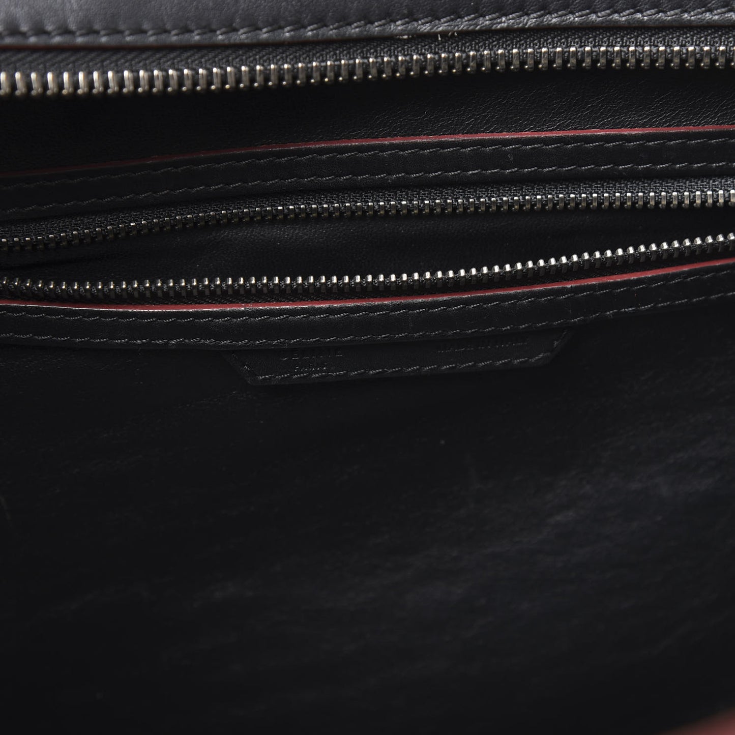 Smooth Calfskin Mini Luggage Black Pink Trim