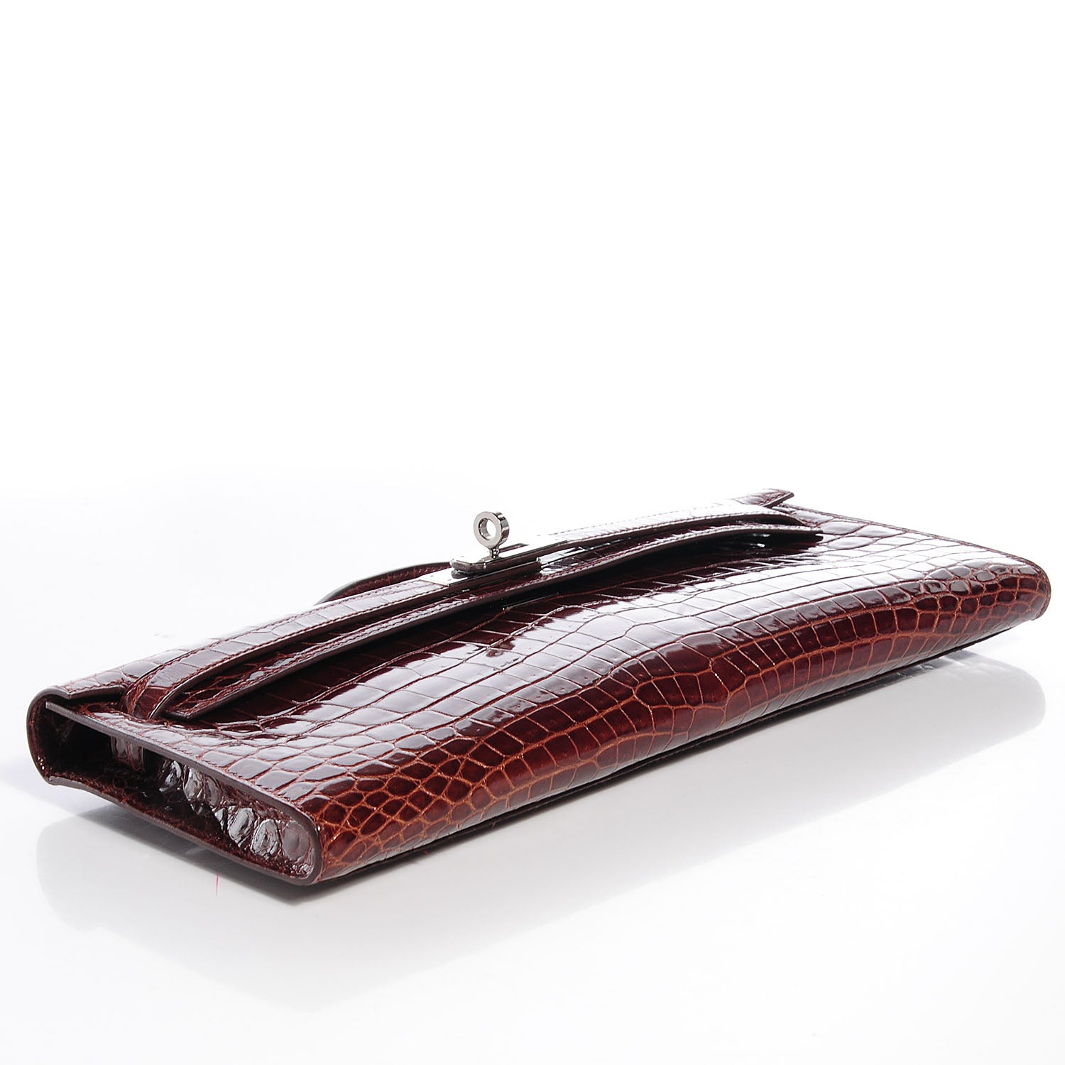 Hermes Shiny Niloticus Crocodile Kelly Cut Pochette Terre 4 of 9