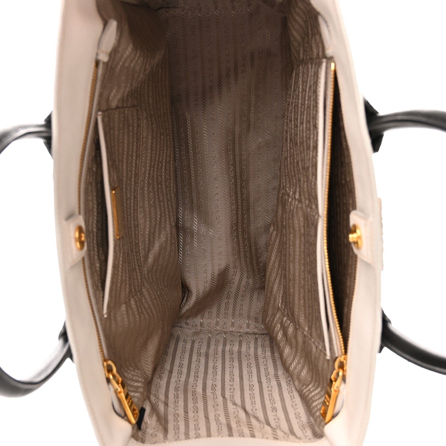 Prada Saffiano Medium Bi-Color Top Handle Tote Black Talco 5 of 15
