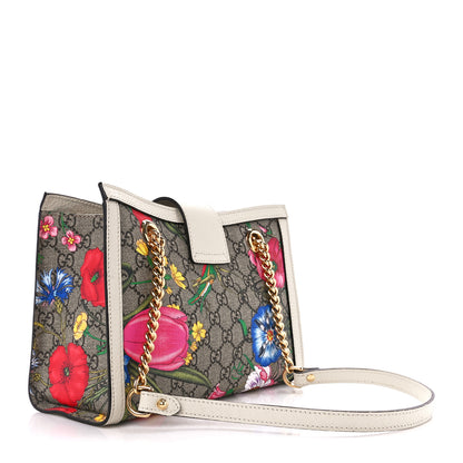 Gucci GG Supreme Monogram Flora Textured Calfskin Small Padlock Tote Beige Ebony Multicolor Mystic White 3 of 11