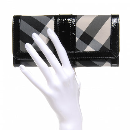 Burberry Patent Canvas Smoked Check Wallet Black 2 of 8