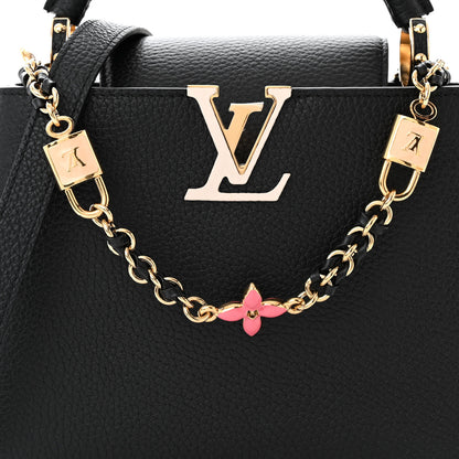 Louis Vuitton Taurillon Enamel Flower Padlock Chain Capucines BB Black 7 of 9