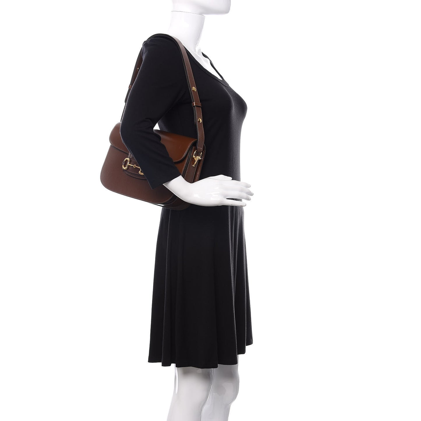 Azalea Calfskin Horsebit 1955 Shoulder Bag Brown Sugar