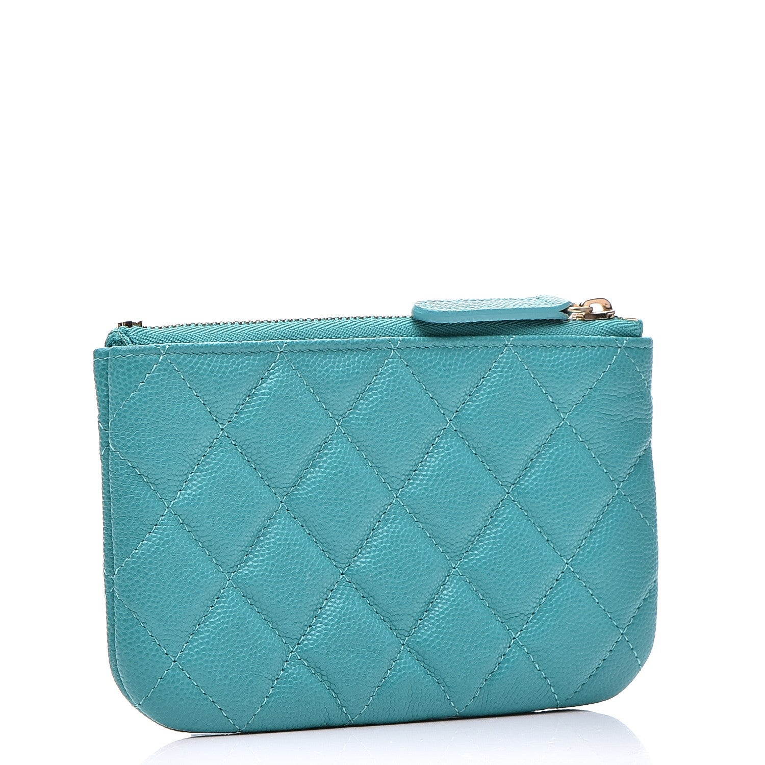 Chanel Caviar Quilted Coin Purse Case Turquoise 3 of 7