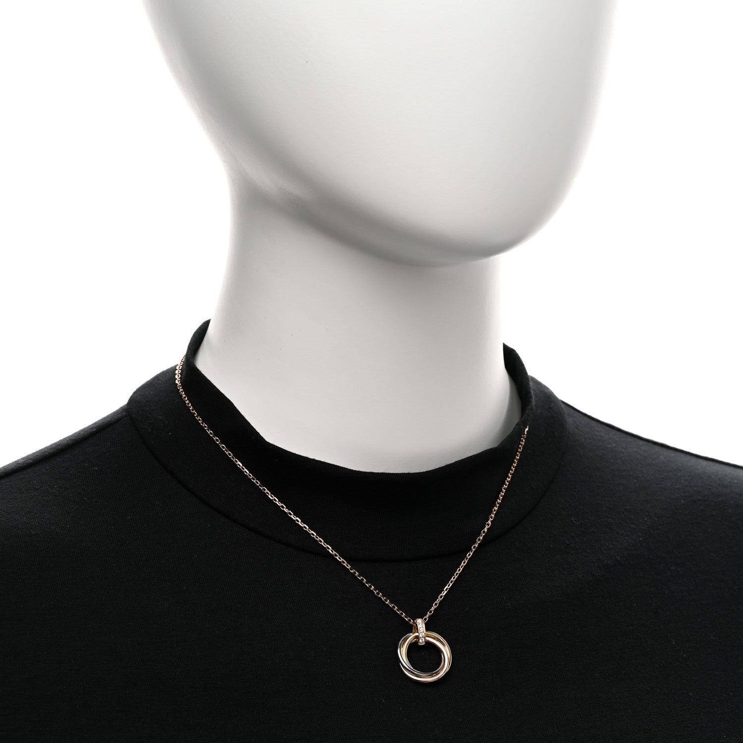 Cartier 18K Pink White Yellow Gold Diamond Trinity Pendant Necklace 2 of 5