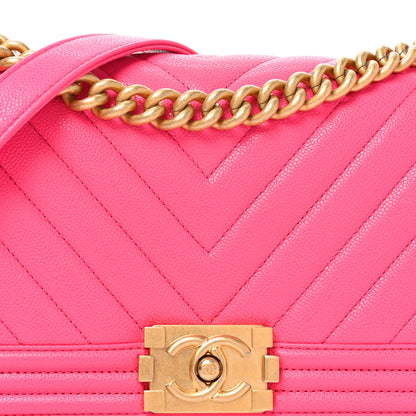 Chanel Caviar Chevron Quilted Medium Boy Flap Fuchsia 8 of 11