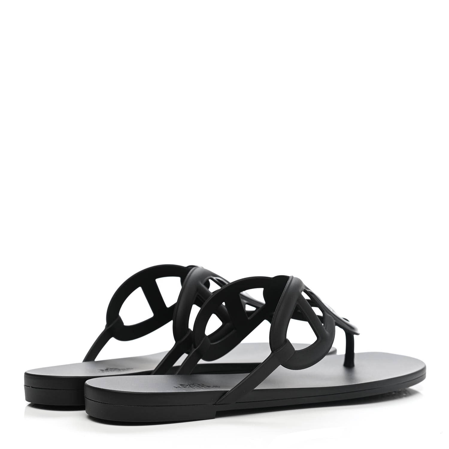 Hermes Rubber Womens Egerie Sandals 40 Black 4 of 9