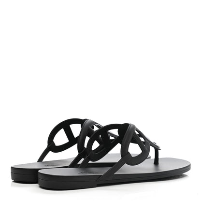 Hermes Rubber Womens Egerie Sandals 40 Black 4 of 9