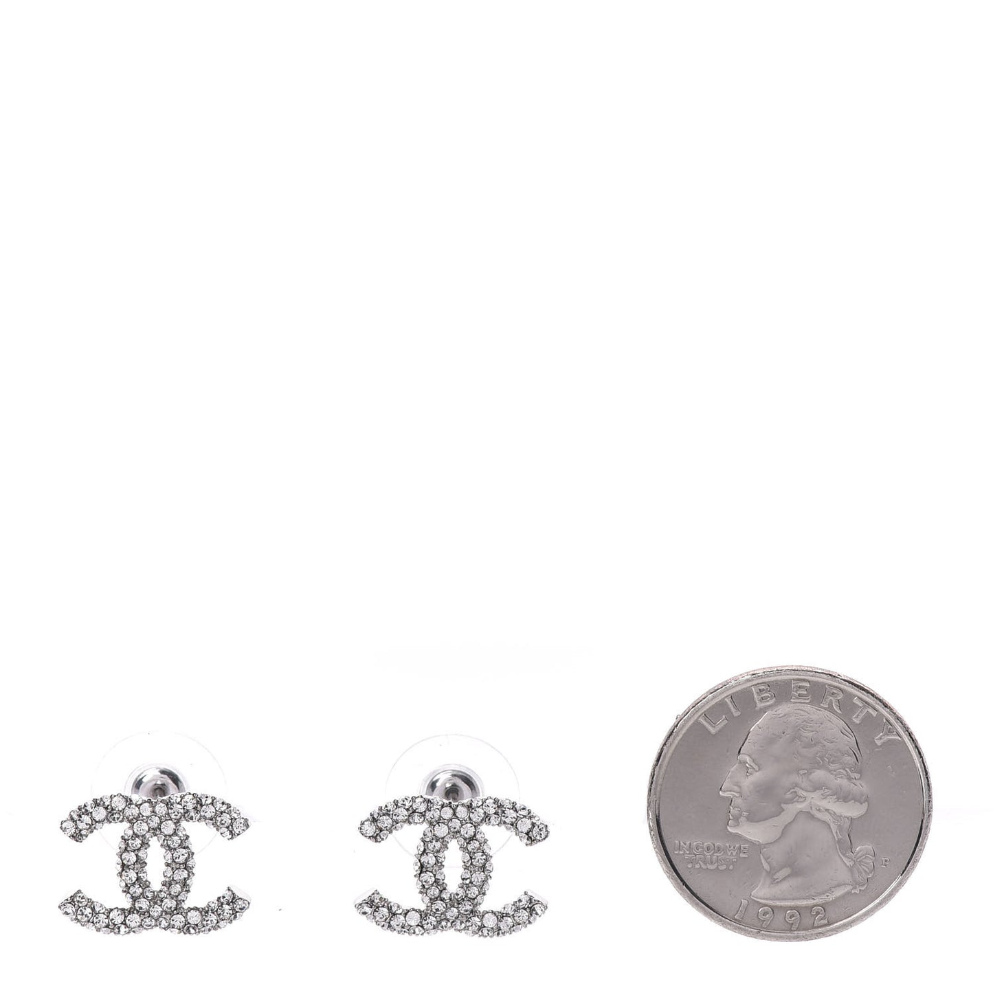 Crystal CC Earrings Silver