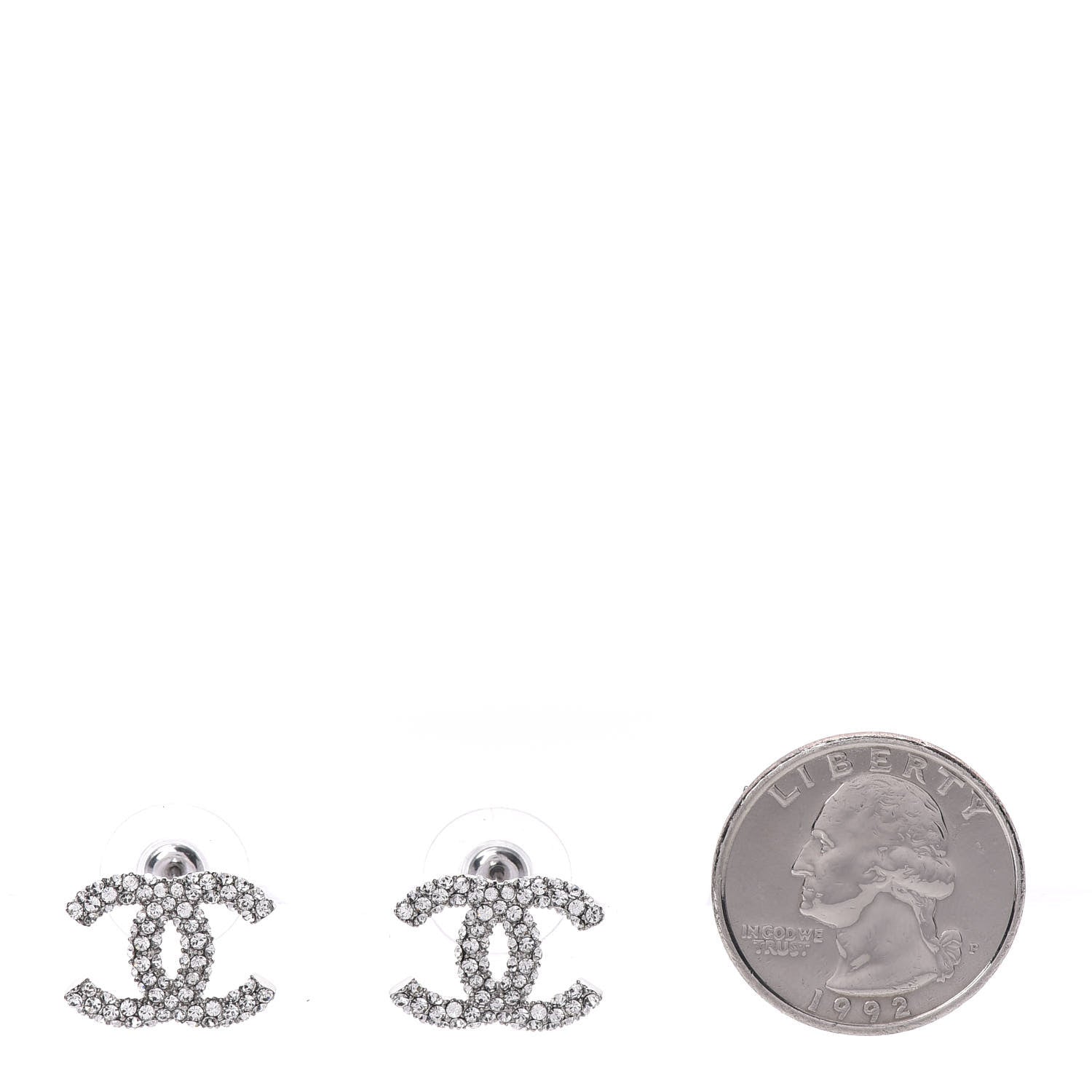 Chanel Crystal CC Earrings Silver 2 of 5