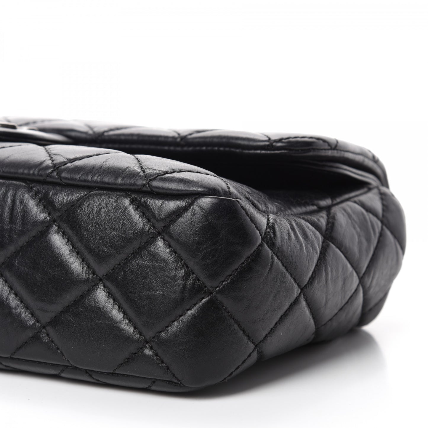 Calfskin Quilted Large Single Flap Black