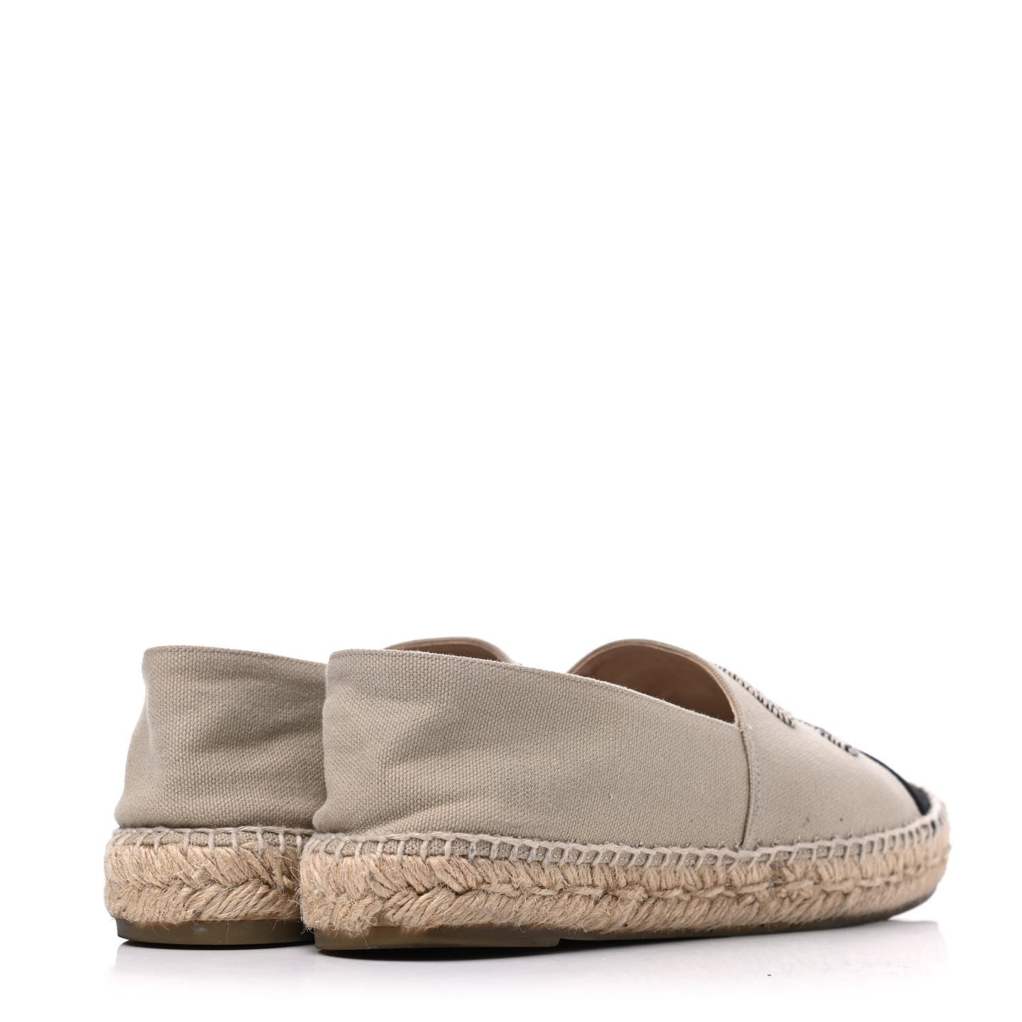 Canvas Grosgrain CC Espadrilles 39 Beige Black
