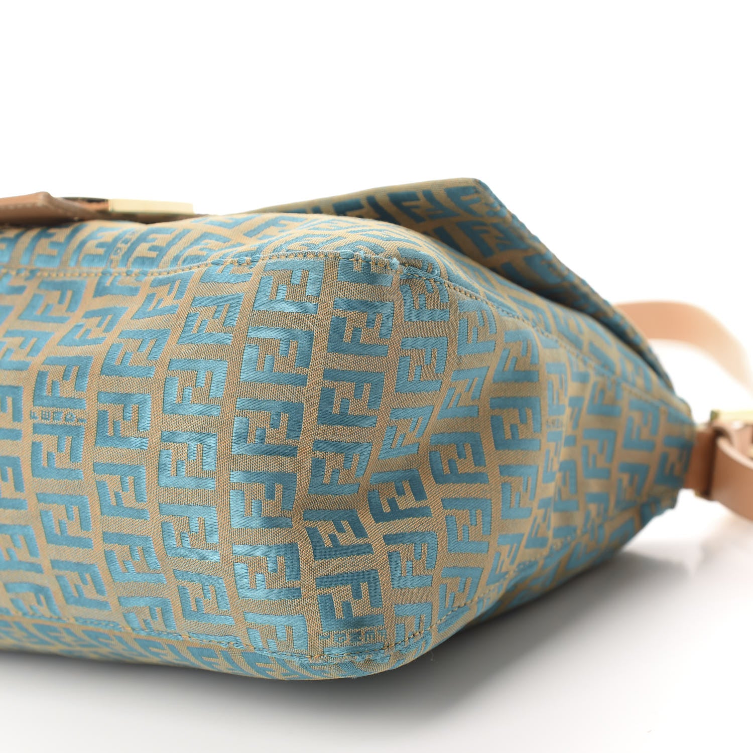 Fendi Zucchino Mama Baguette Turquoise Beige 7 of 18
