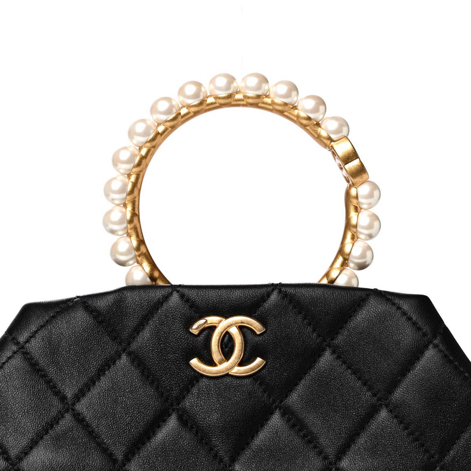 Chanel Lambskin Quilted Pearl Crown Clutch Bag Black 9 of 12