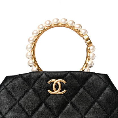 Chanel Lambskin Quilted Pearl Crown Clutch Bag Black 9 of 12