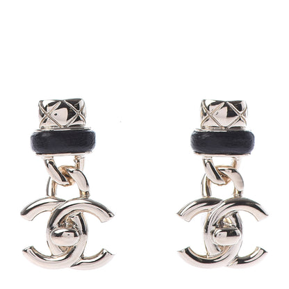 Chanel Lambskin CC Turnlock Drop Earrings Gold Black 1 of 4