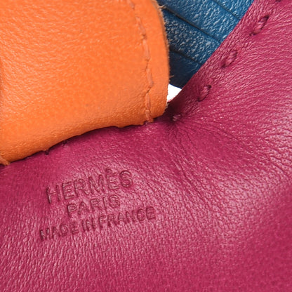 Hermes Milo Lambskin Grigri Rodeo Horse Bag Charm PM Tosca Bleu Izmir Orange 3 of 4