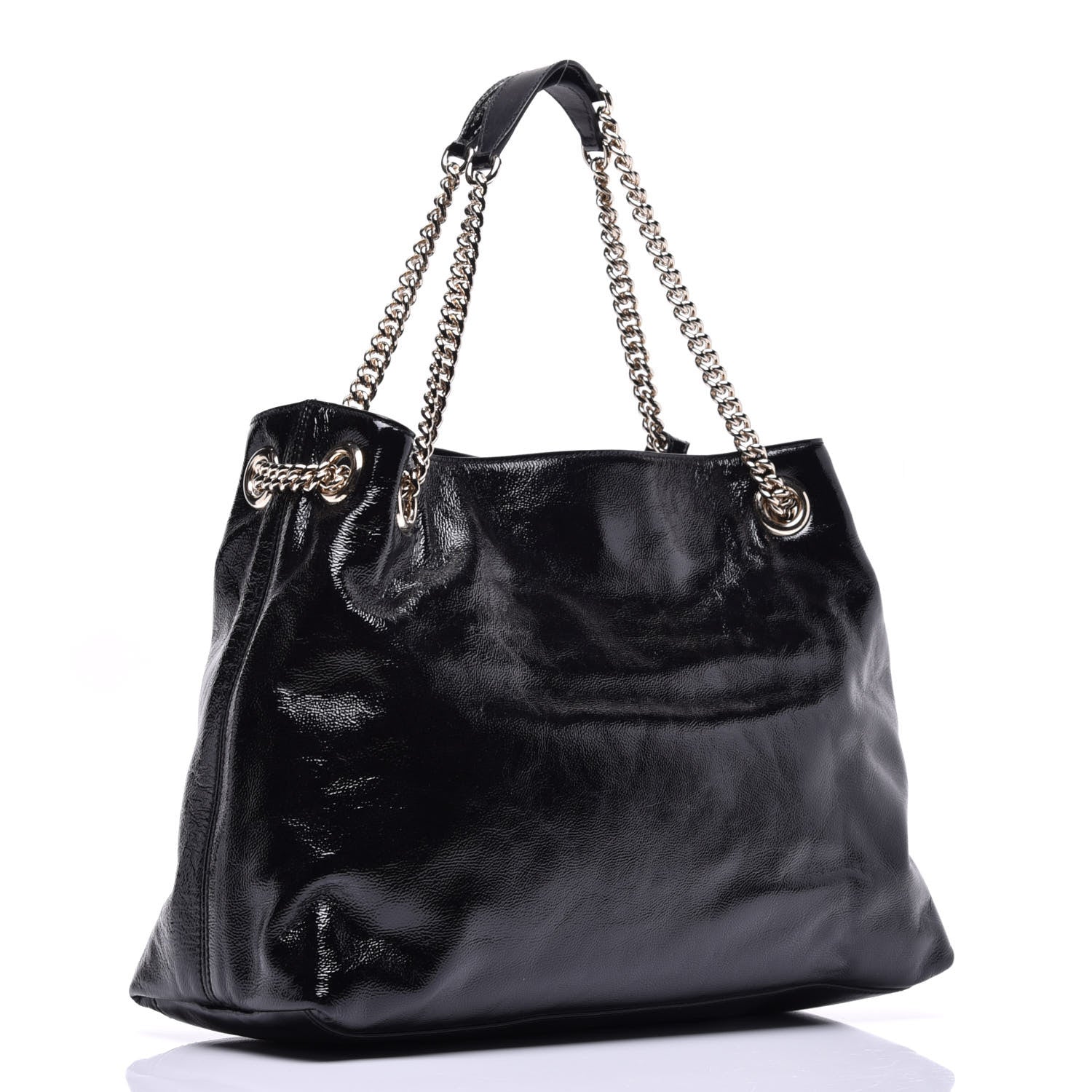 Gucci Patent Medium Soho Chain Shoulder Bag Black 3 of 9