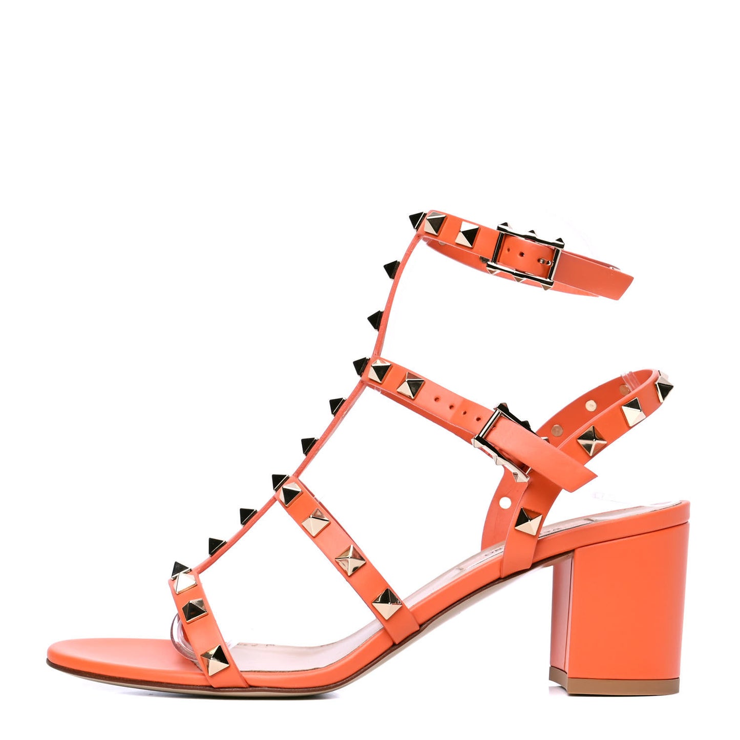 Calfskin Rockstud 60mm City Sandals 37 Orange Zest