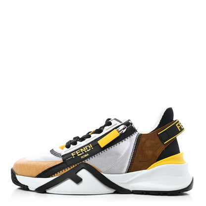 Fendi Nylon Suede Transparent Womens Fendi Flow Low Top Sneakers 35 Black Limone Tobacco 1 of 8