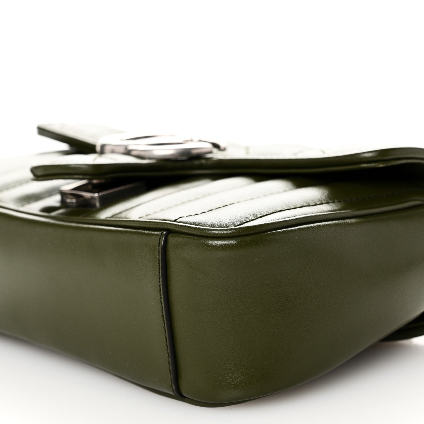 Calfskin Matelasse Aria Mini GG Marmont Shoulder Bag Military Wood