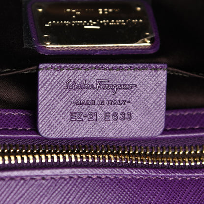 Salvatore Ferragamo Printed Calfskin Mora Bow Clutch Purple 7 of 10