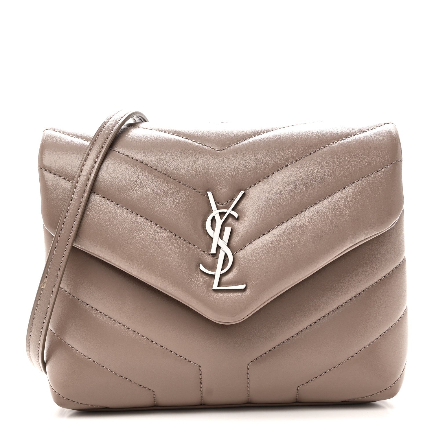 Saint Laurent Calfskin Y Quilted Monogram Toy Loulou Crossbody Bag Mink 1 of 12