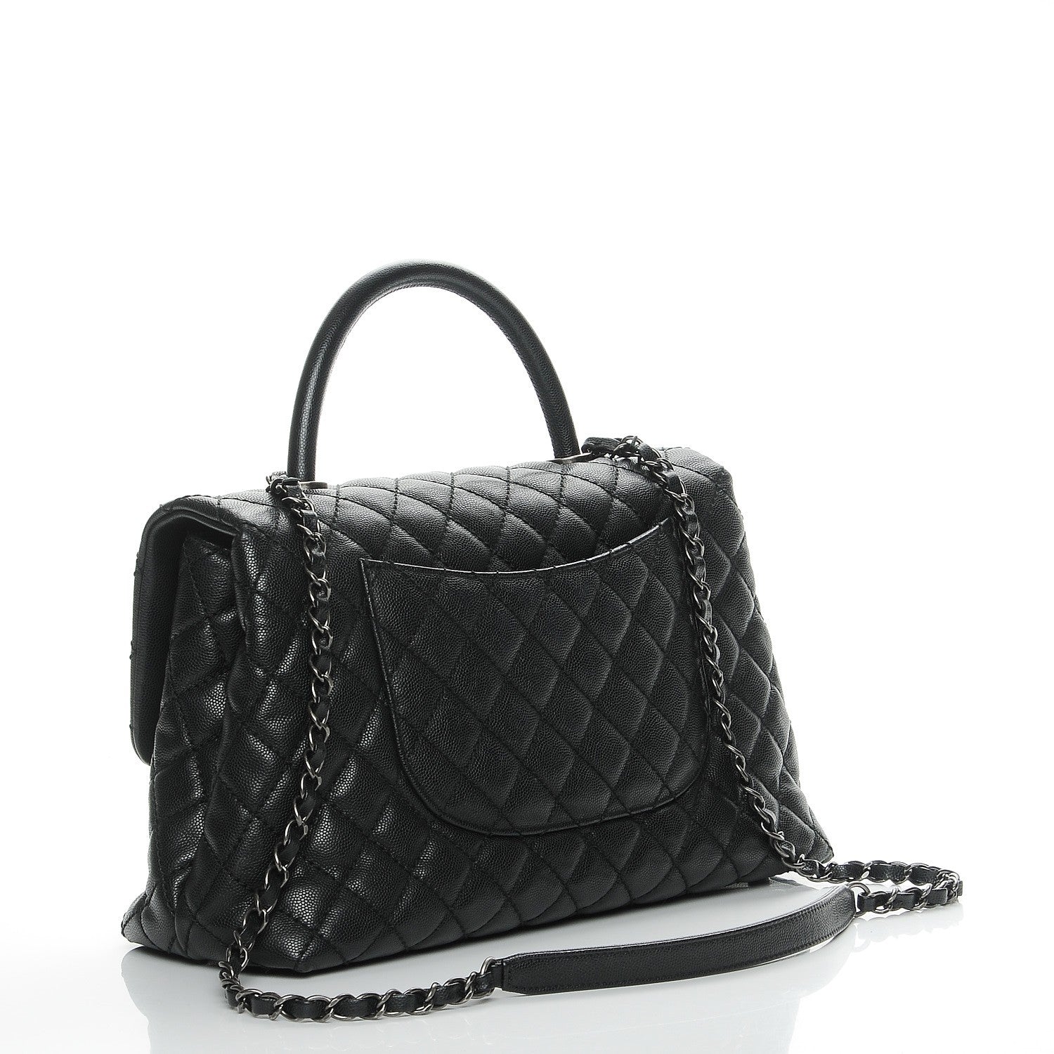 Chanel Caviar Quilted Medium Coco Handle Flap Black 3 of 7