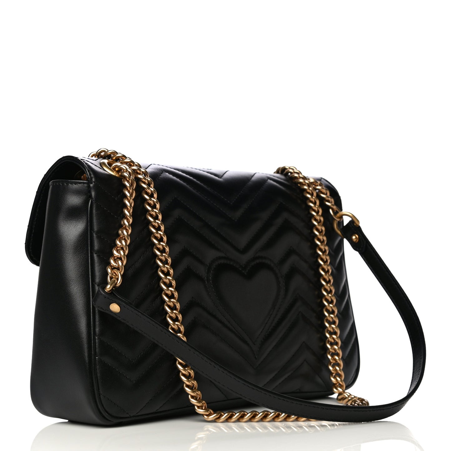 Calfskin Matelasse Medium GG Marmont Shoulder Bag Black
