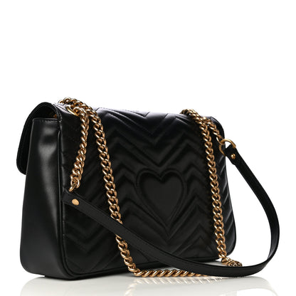 Gucci Calfskin Matelasse Medium GG Marmont Shoulder Bag Black 3 of 15