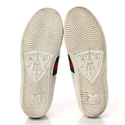 Gucci Calfskin Ayers Bee Embroidered Womens Ace Sneakers 36 White Green 6 of 12