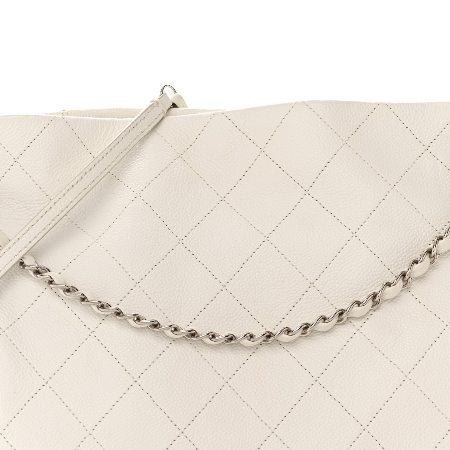 Caviar Stitched Medium CC Pocket Hobo White