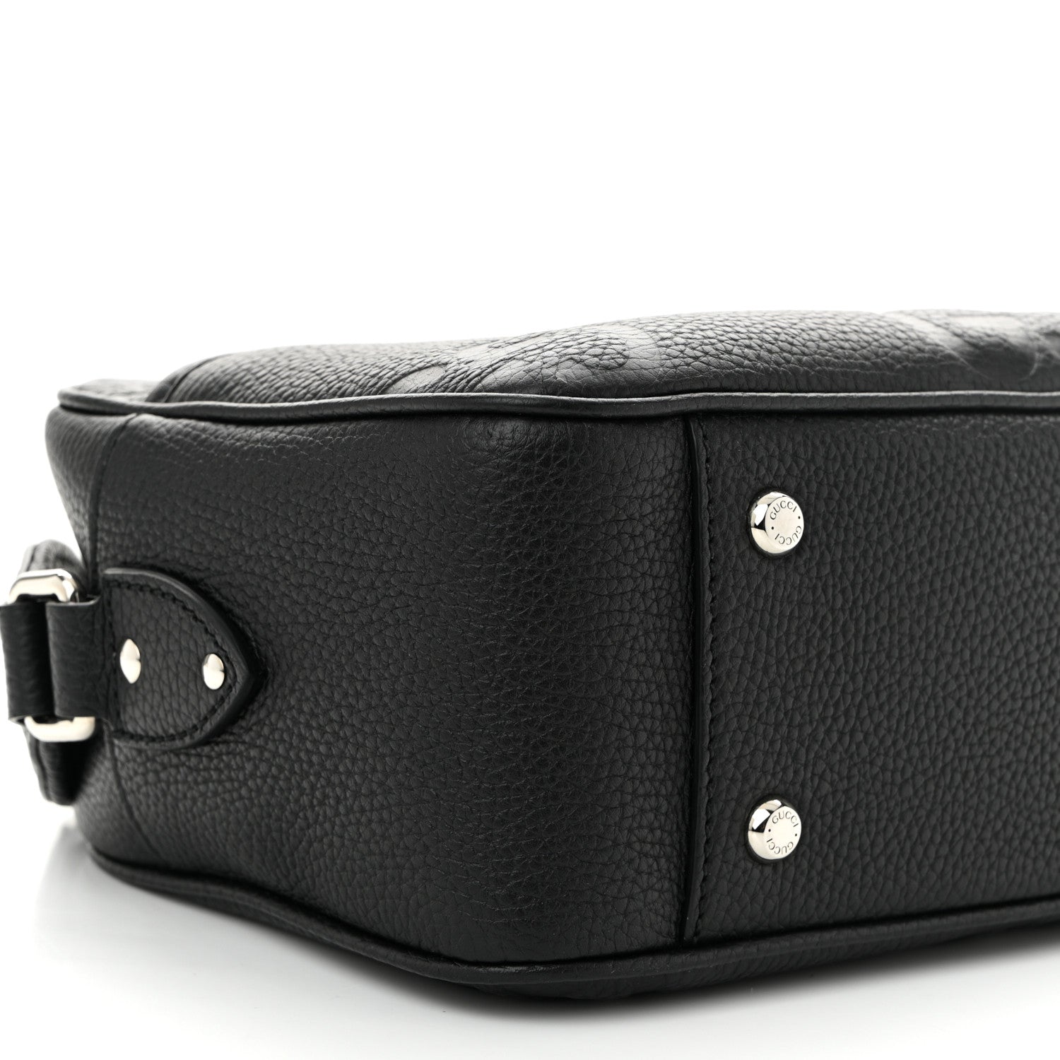 Gucci Piuma Calfskin Jumbo GG Embossed Medium Messenger Bag Black 9 of 10