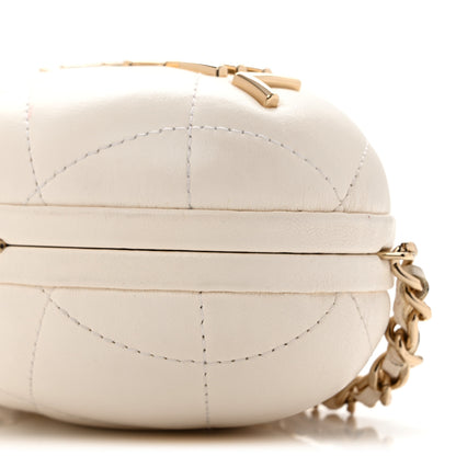 Chanel Lambskin Quilted Oval Minaudiere Chain Clutch White 10 of 13