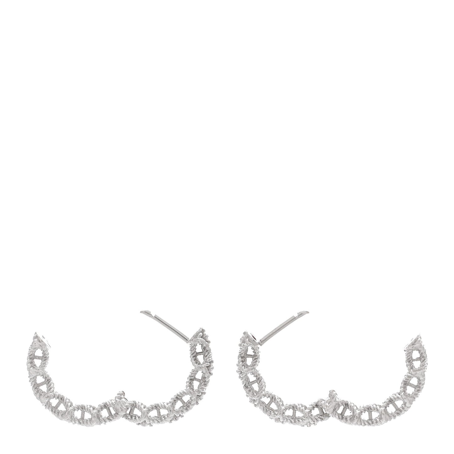 18K White Gold Diamond Barocco Hoop Earrings