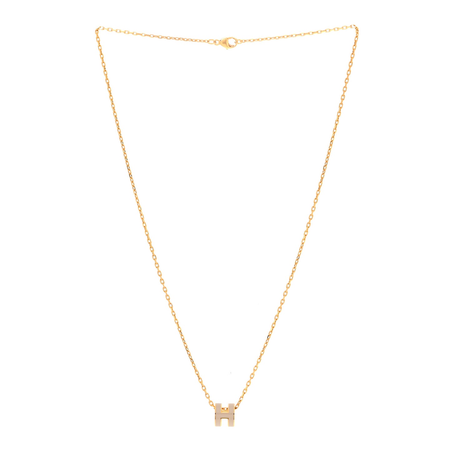 Lacquered Gold Mini Pop H Pendant Necklace Marron Glace