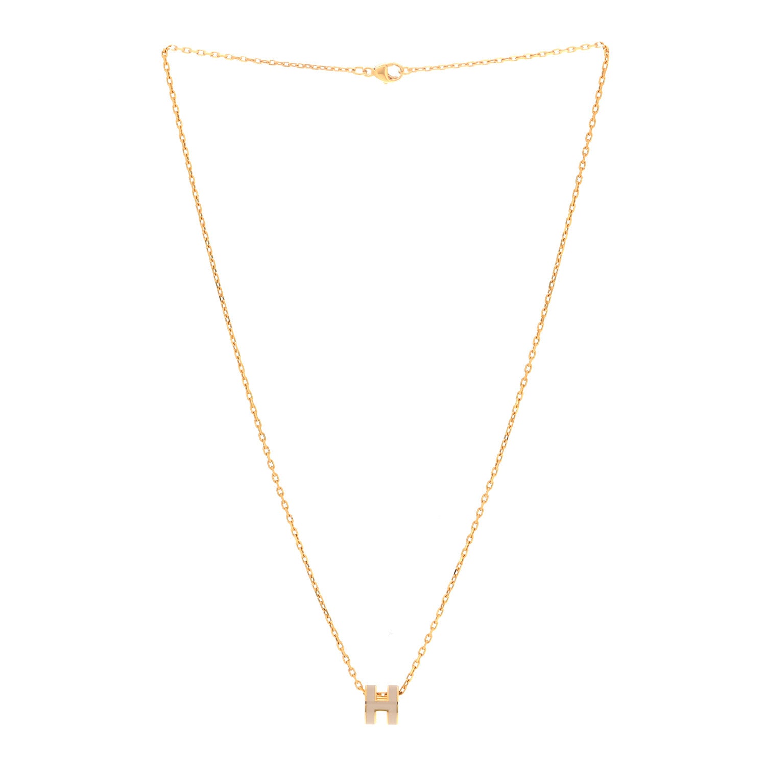 Hermes Lacquered Gold Mini Pop H Pendant Necklace Marron Glace 3 of 7
