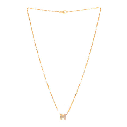 Hermes Lacquered Gold Mini Pop H Pendant Necklace Marron Glace 3 of 7