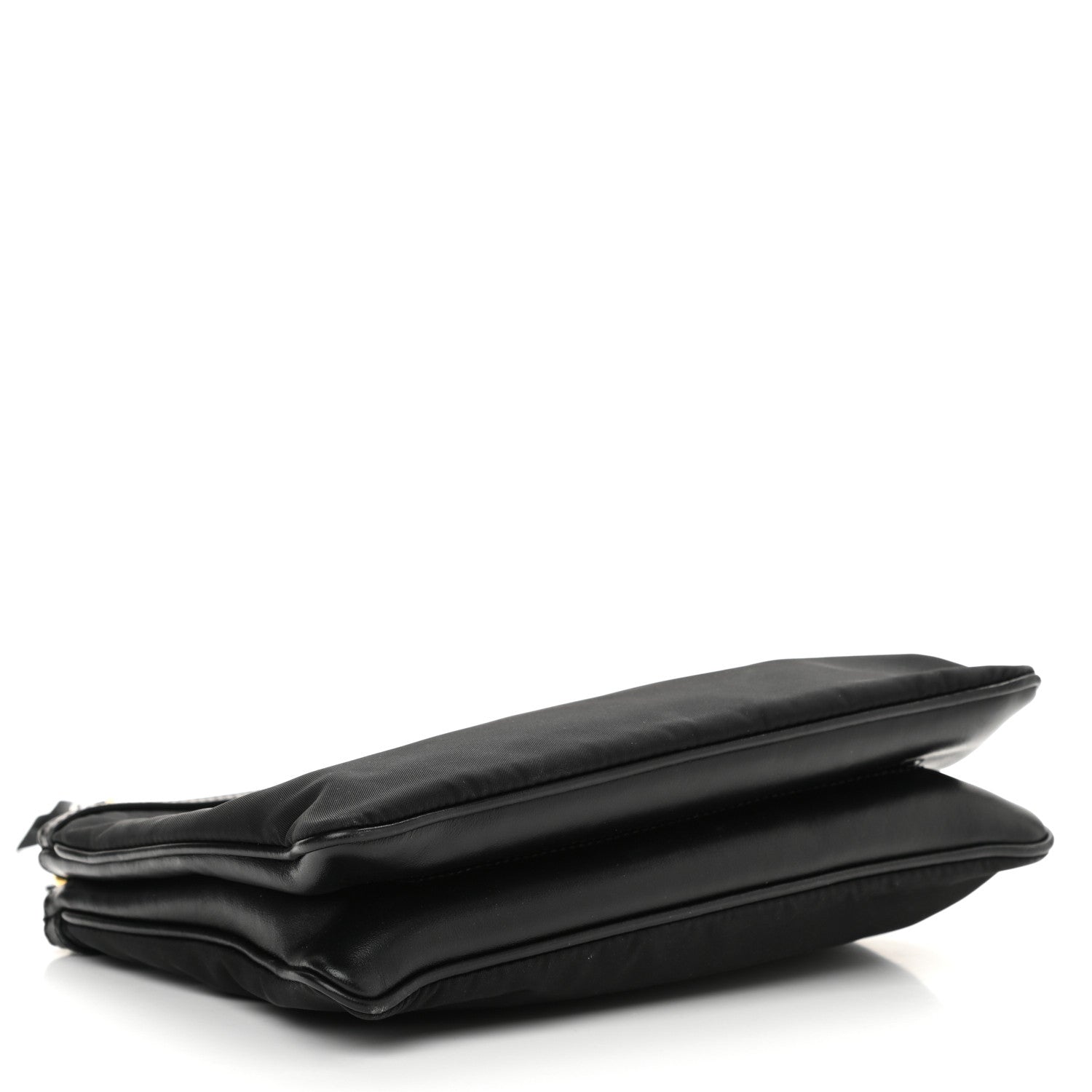 Prada Tessuto Nylon Soft Calf Double Zip Crossbody Bag Black 4 of 10