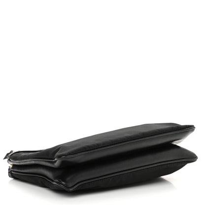 Prada Tessuto Nylon Soft Calf Double Zip Crossbody Bag Black 4 of 10